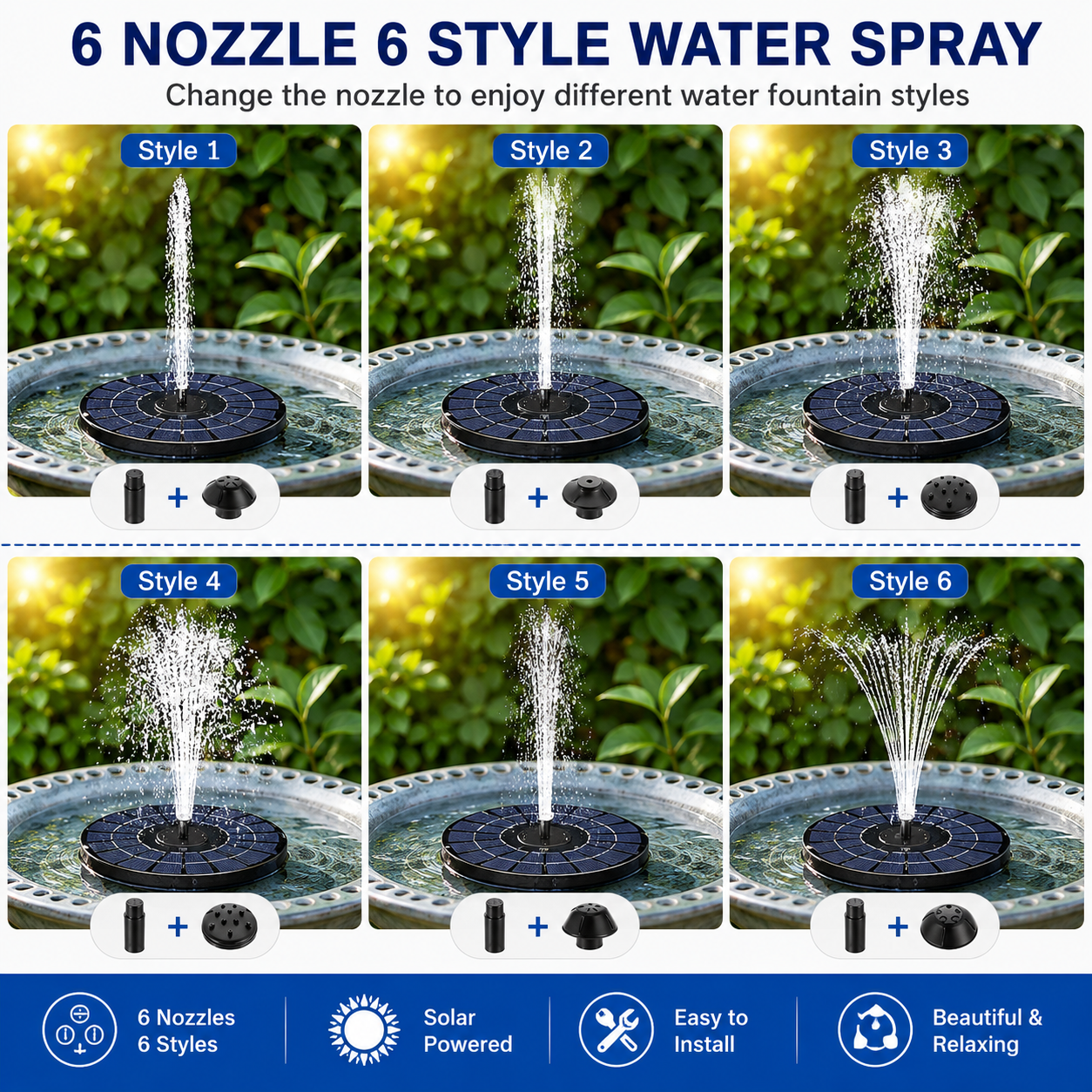 Portable Solar Pool Rotating Fountain With Light (7 colours)