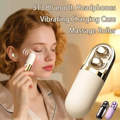 Wireless Bluetooth Earphones With Facial Vibration Massage