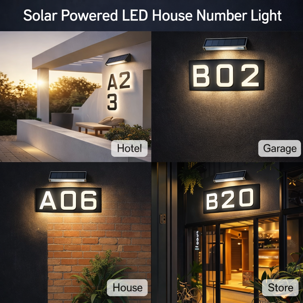 Solar Powered LED Waterproof Number Light (Pack Of 3)