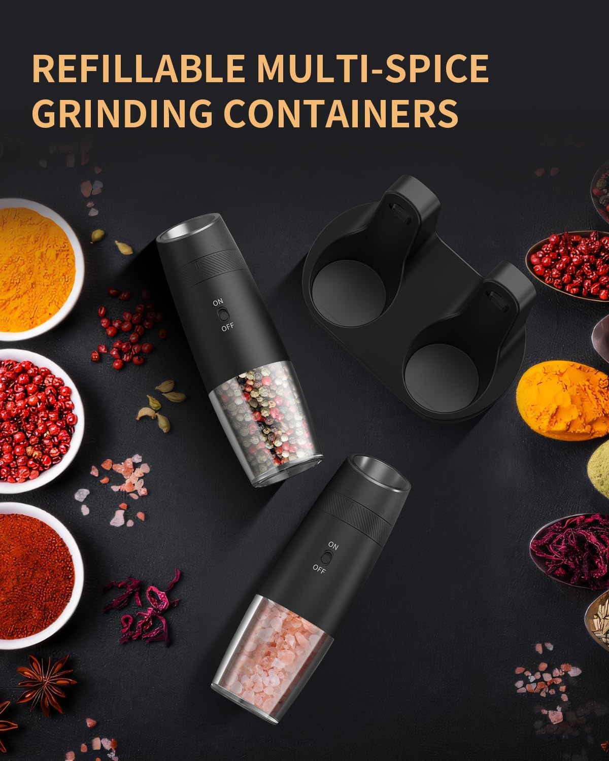 Rechargeable Electric Salt and Pepper Grinder Set
