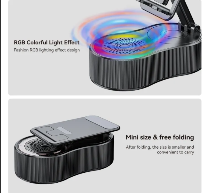 Foldable Phone Holder With Bluetooth Speaker
