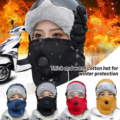 Winter Fur Face Mask With Goggles & Detachable Mask