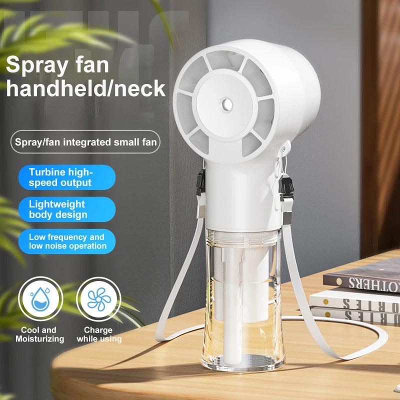 Misting Handheld Fan With Neck-String
