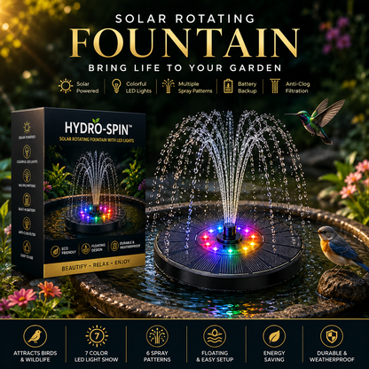 Portable Solar Pool Rotating Fountain With Light (7 colours)