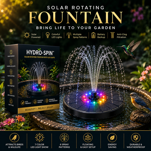 Portable Solar Pool Rotating Fountain With Light (7 colours)