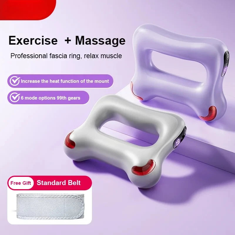 Vibrating Fascia Ring Massage Gun with 6-Speed Settings & Strap