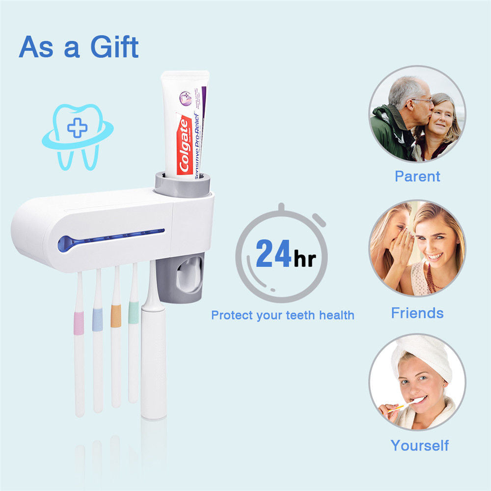 UV Toothbrush Holder With Toothpaste Dispenser
