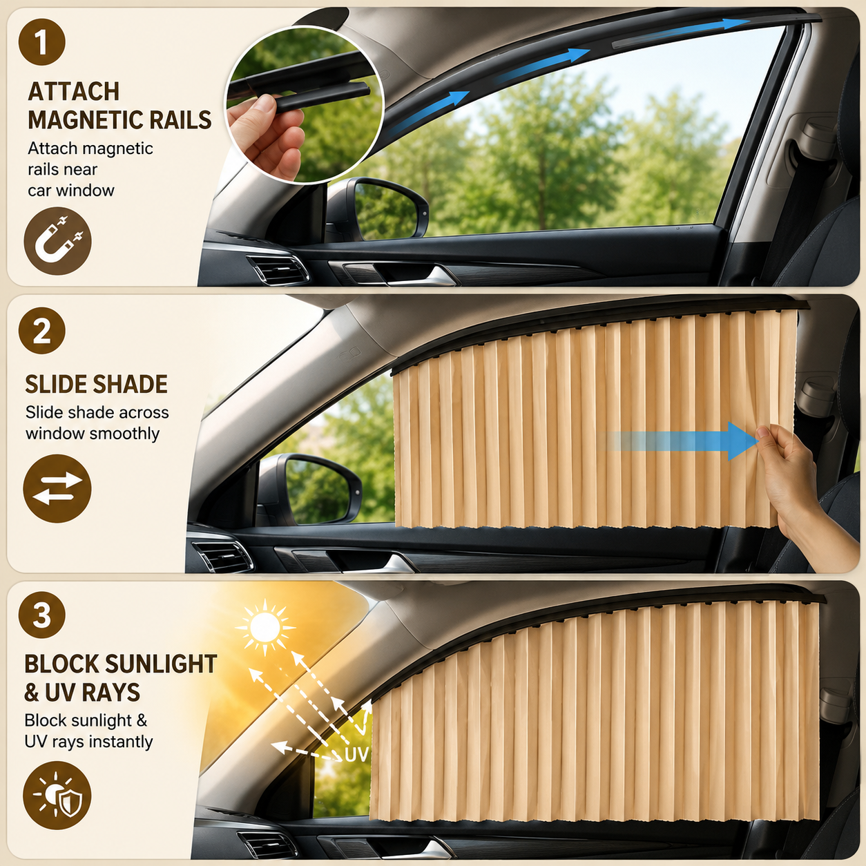 Magnetic Car Sun Shade Curtain (Set of 4)
