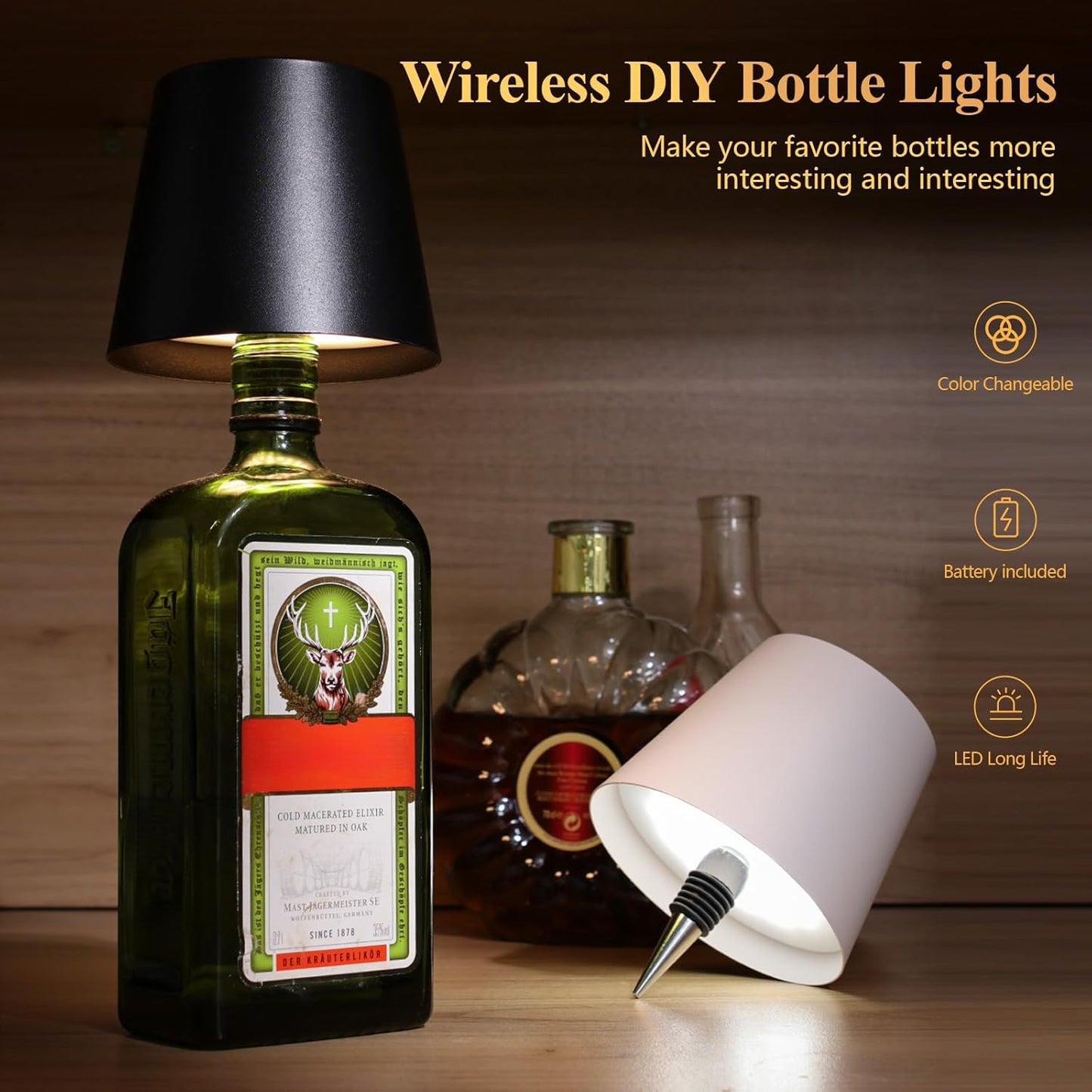 Metal Wireless Bottle Lamp (Pack Of 4)
