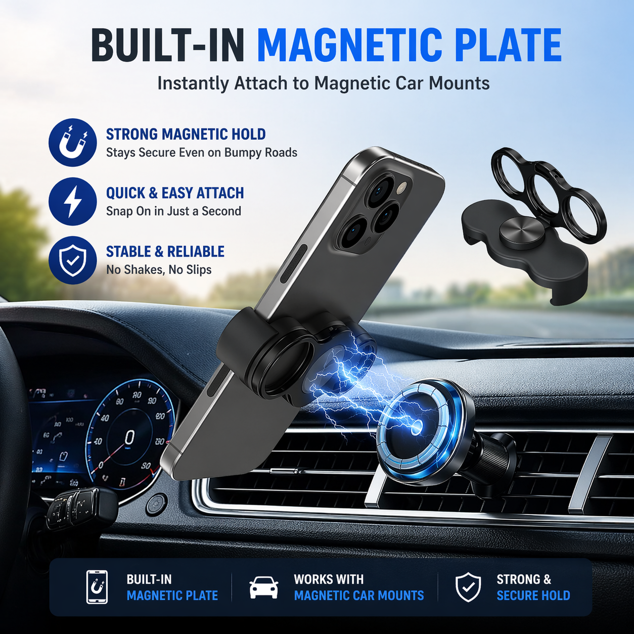 Three-Finger Back Clip Phone Holder