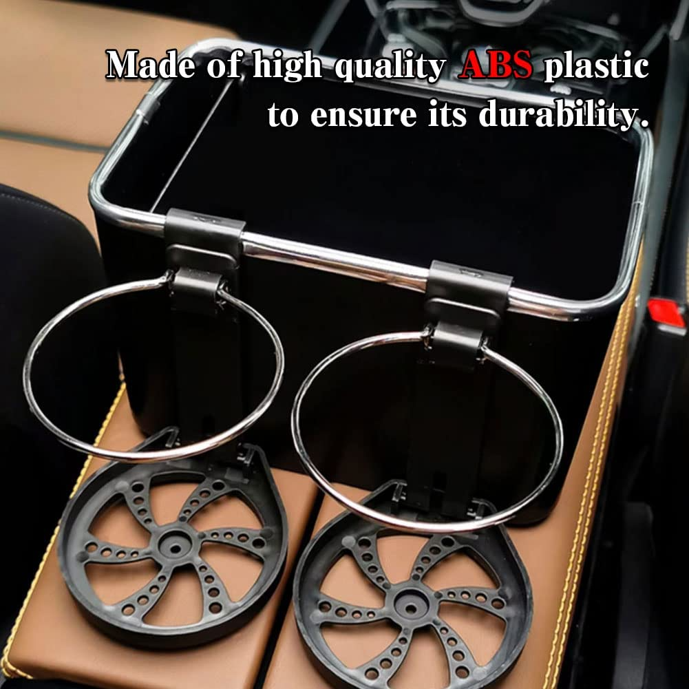 Car Storage Box with 2 Foldable Cup Holders