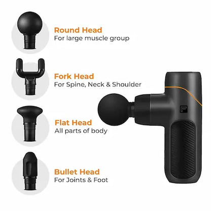 4-Rechargeable Heated Massager Gun Head with Hot and Cold Mode