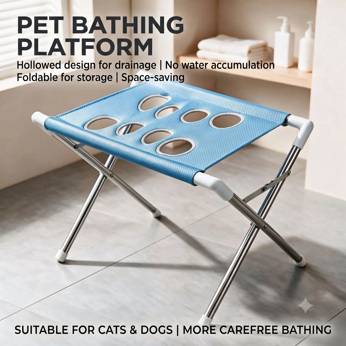 Foldable Pet Bath & Grooming Hammock Stand