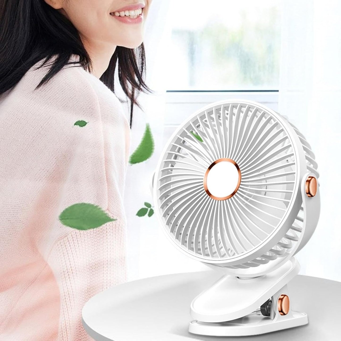 Wireless Portable Mini Clip Fan With Light