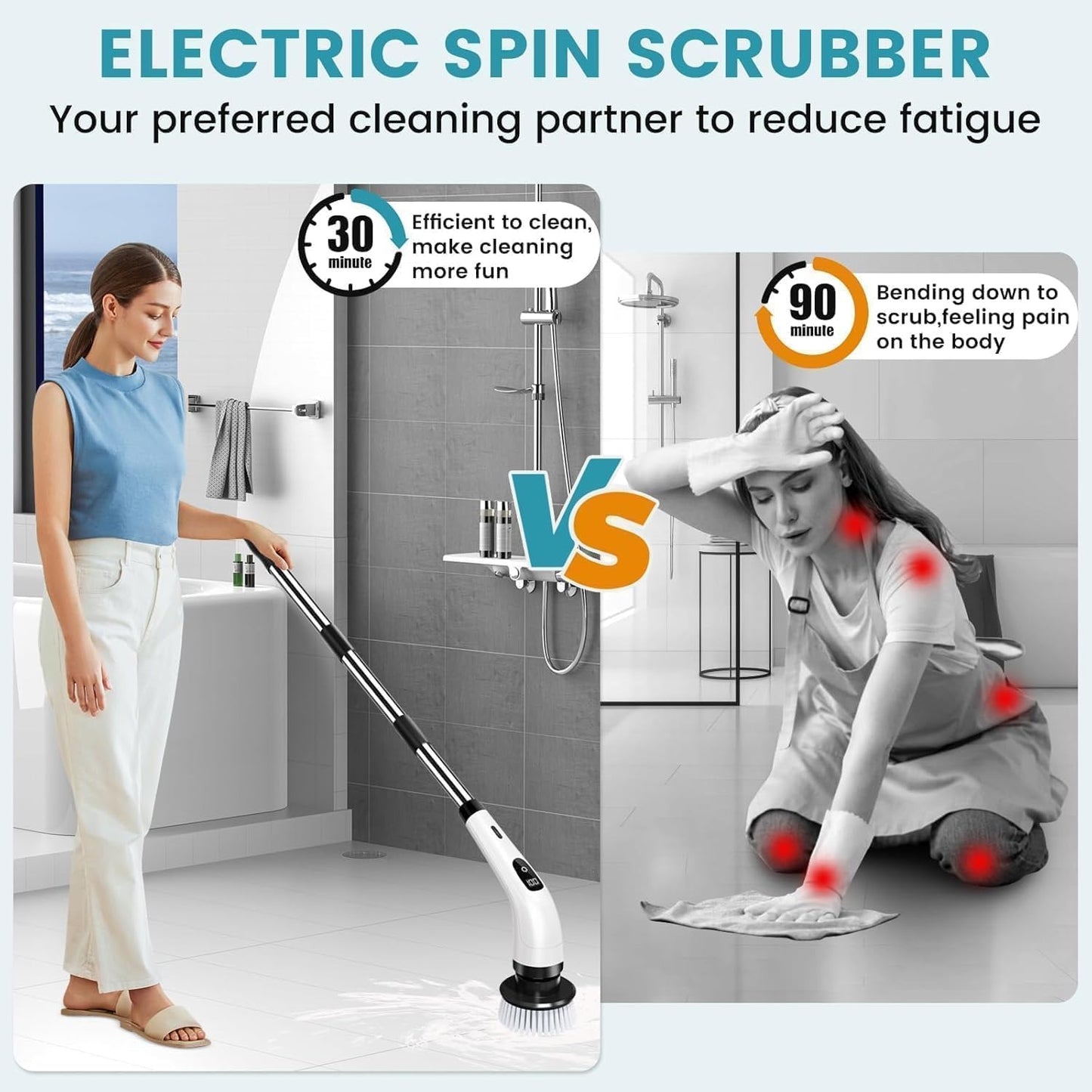 Cordless 9-in-1 Electric Spin Scrubber