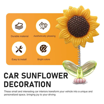 Cute Wobbling Sunflower Car Ornament (10 Pcs)
