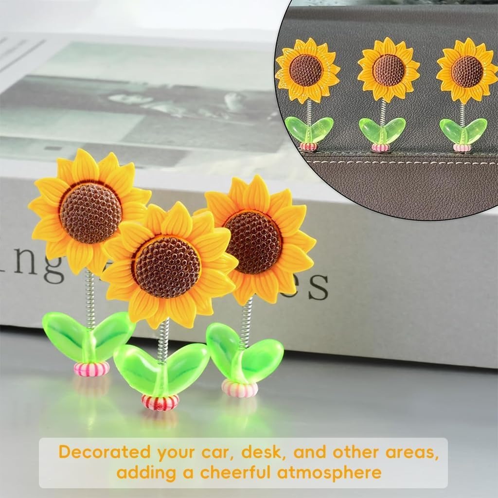 Cute Wobbling Sunflower Car Ornament (10 Pcs)