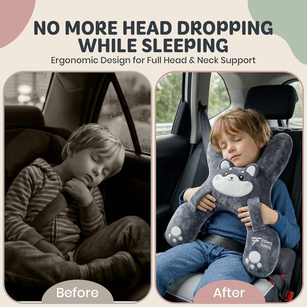 Kids H-Shaped Car Travel Pillow