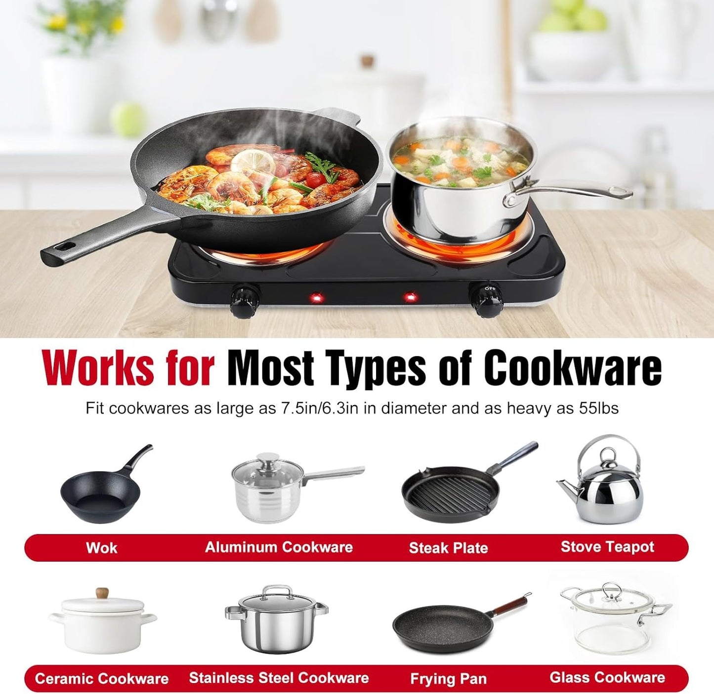 Portable Electric Double Burner