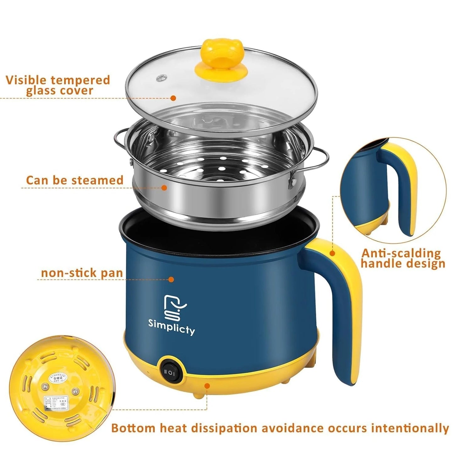 Electric Cooking Pot with Steamer