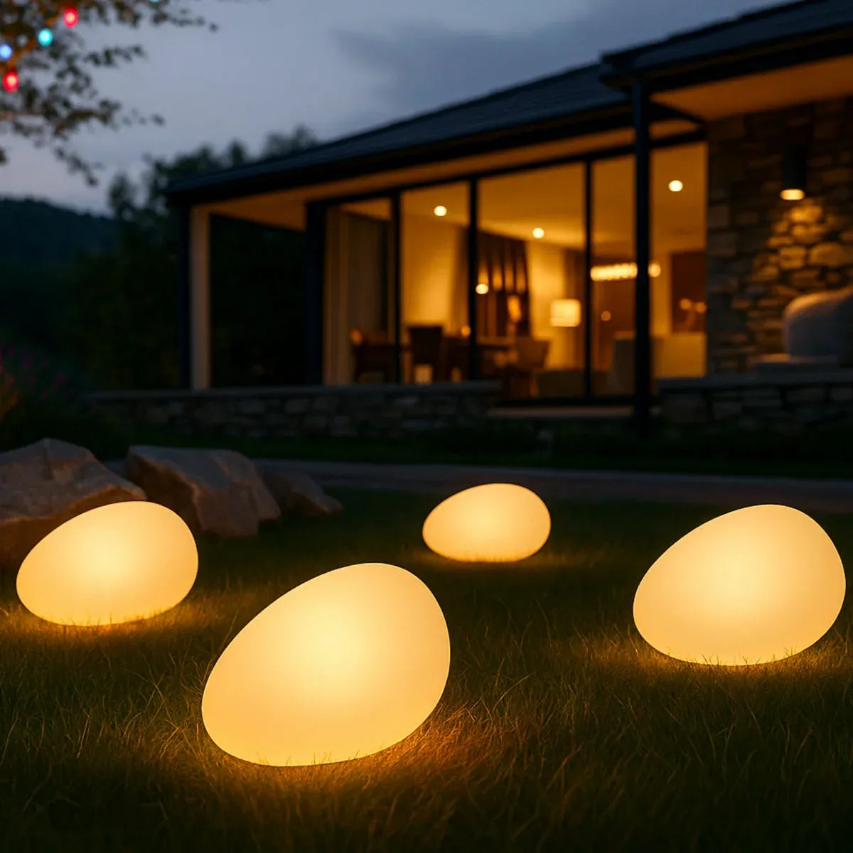 Solar Powered Glowing Pebble Lights