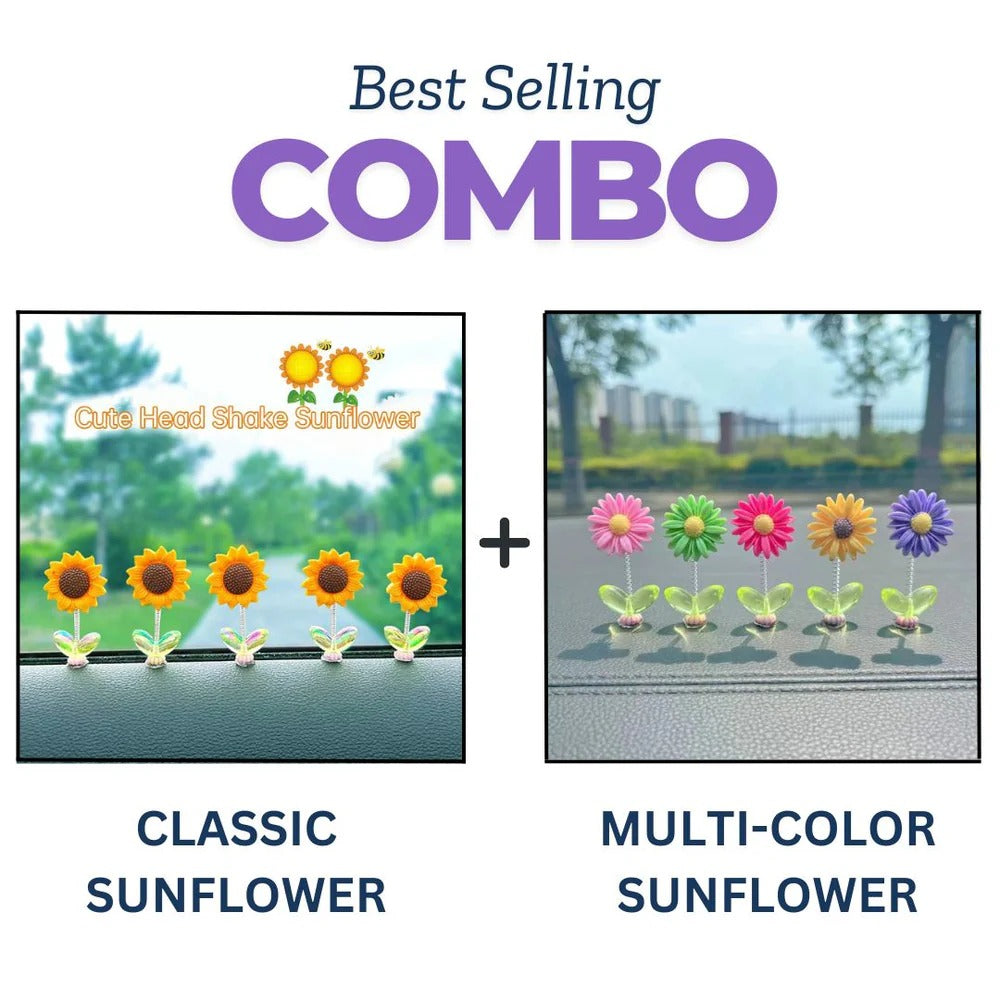 Cute Wobble Flower Ornament For Car, Office Desk & Home Décor (5 Pcs)