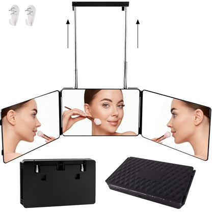 Trifold Adjustable Hanging Mirror With LED Light