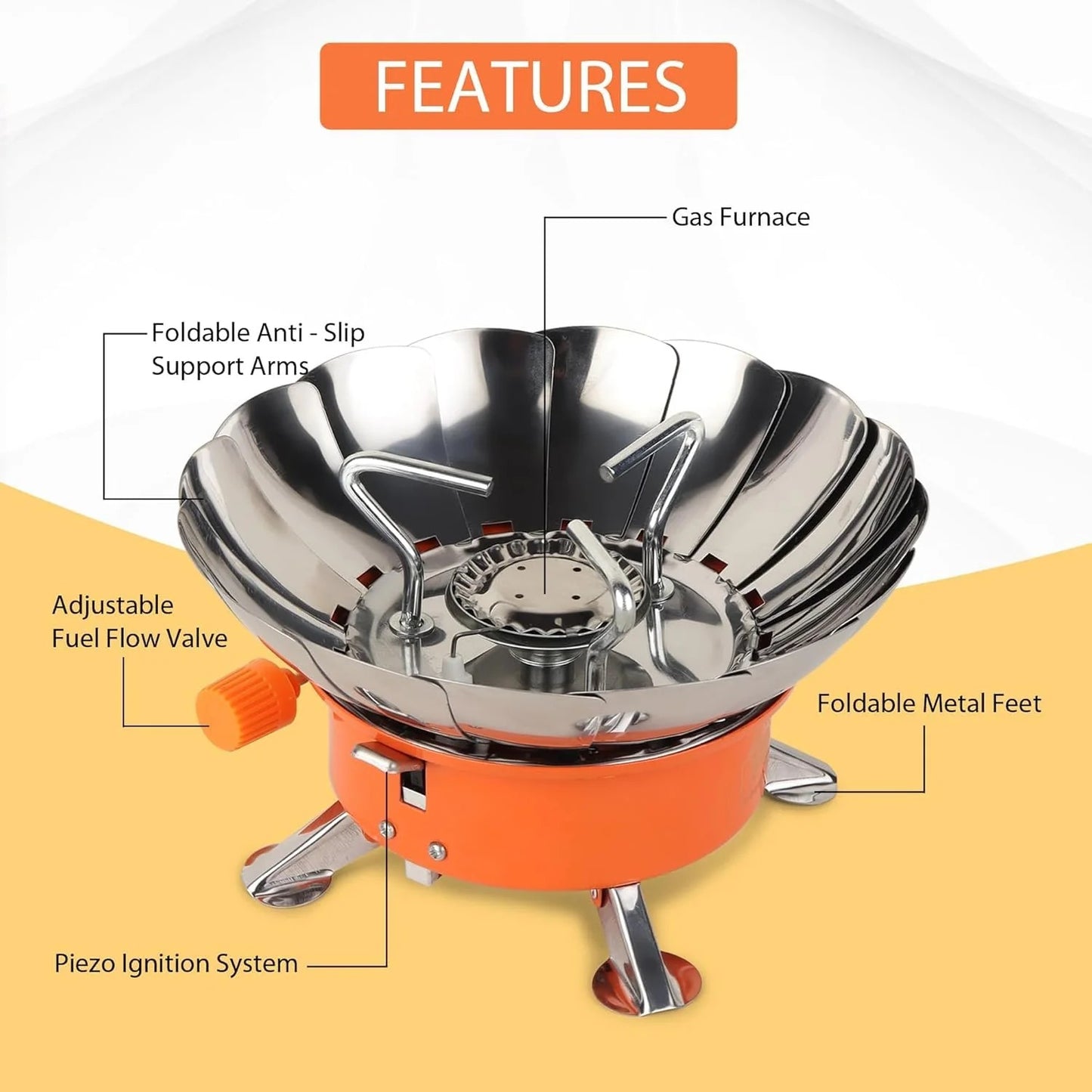 Portable Camping Gas Stove with Windshield