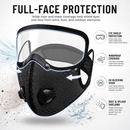 Cycling Face Mask with Eye Shield & Carbon Filter (Unisex)
