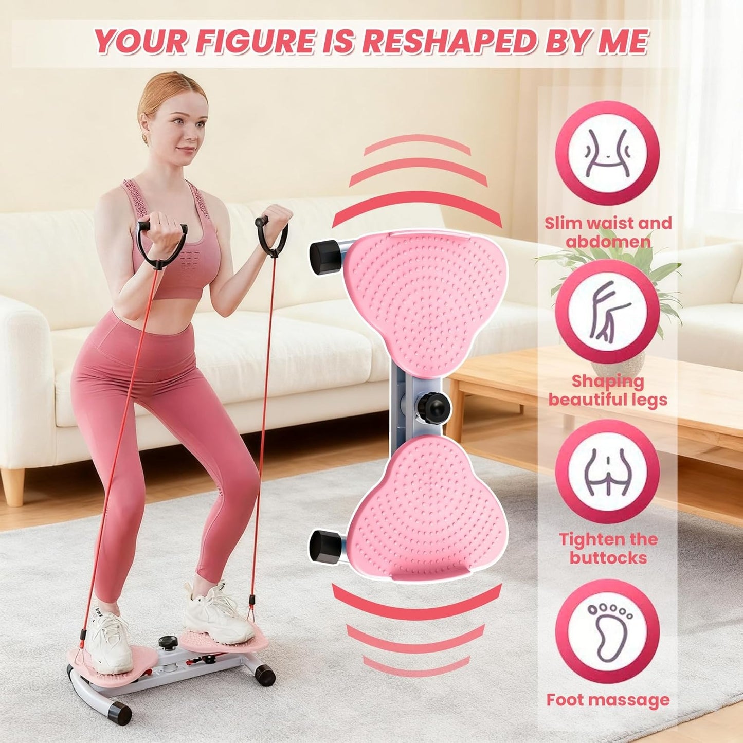 360° Waist Twister Machine With Resistance Bands