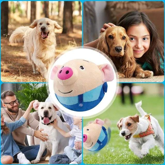 Interactive Bouncing Dog Pig Plush Toy