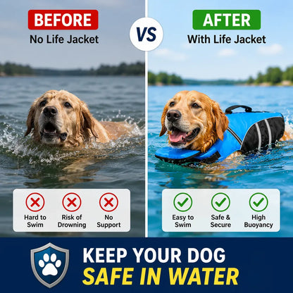 Dog Life Jacket with Chin Support & Rescue Handle