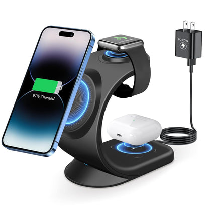 GoCharge™ 3-in-1 Magnetic Wireless Charging Station