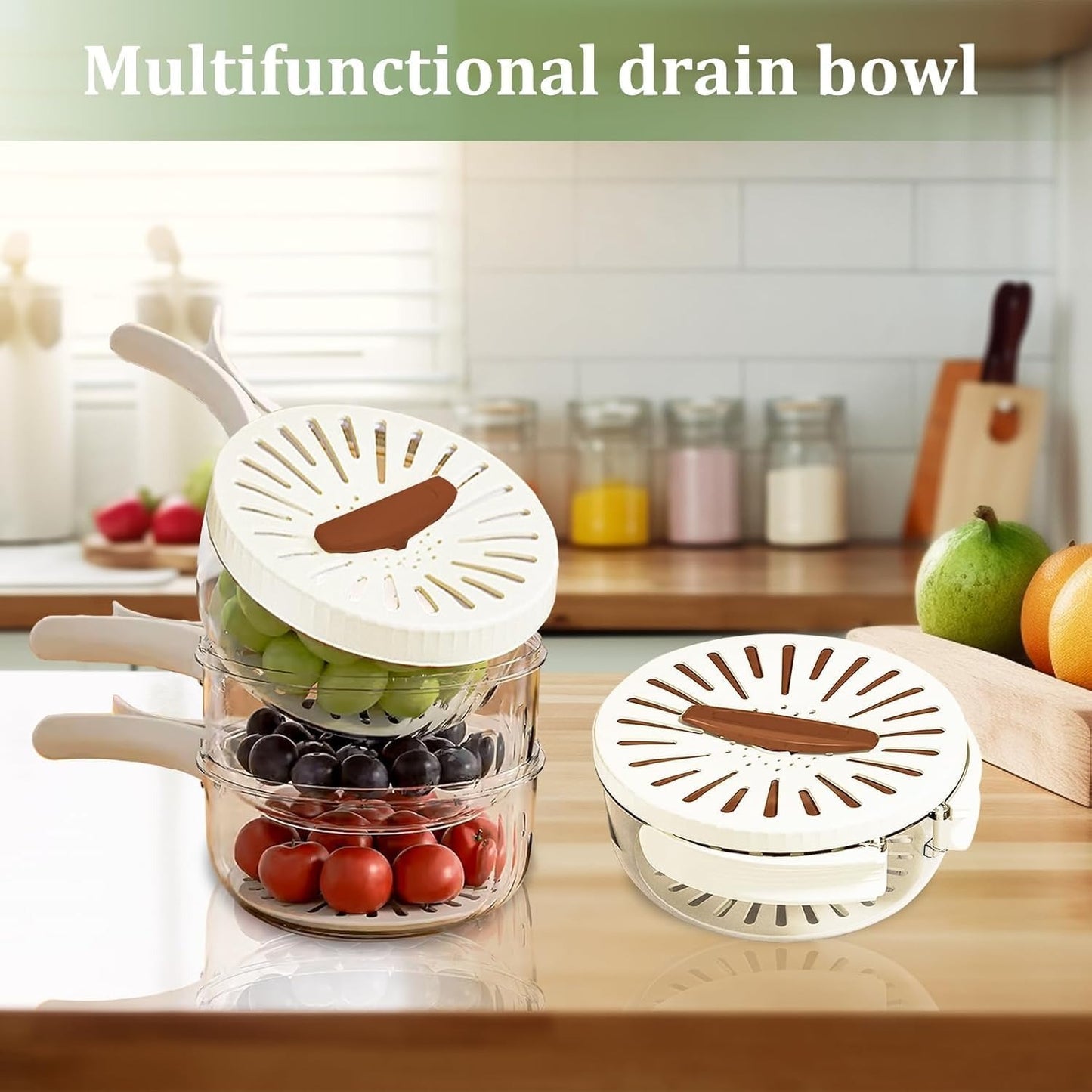Fruit And Vegetable Drain Basket With Lid