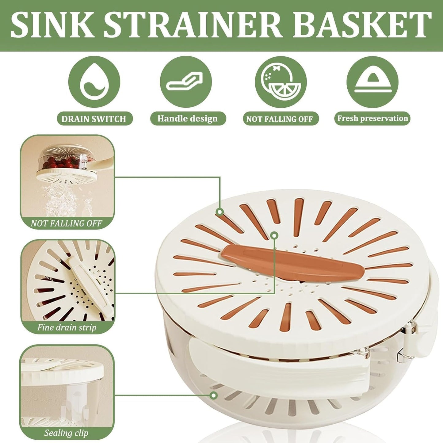 Fruit And Vegetable Drain Basket With Lid