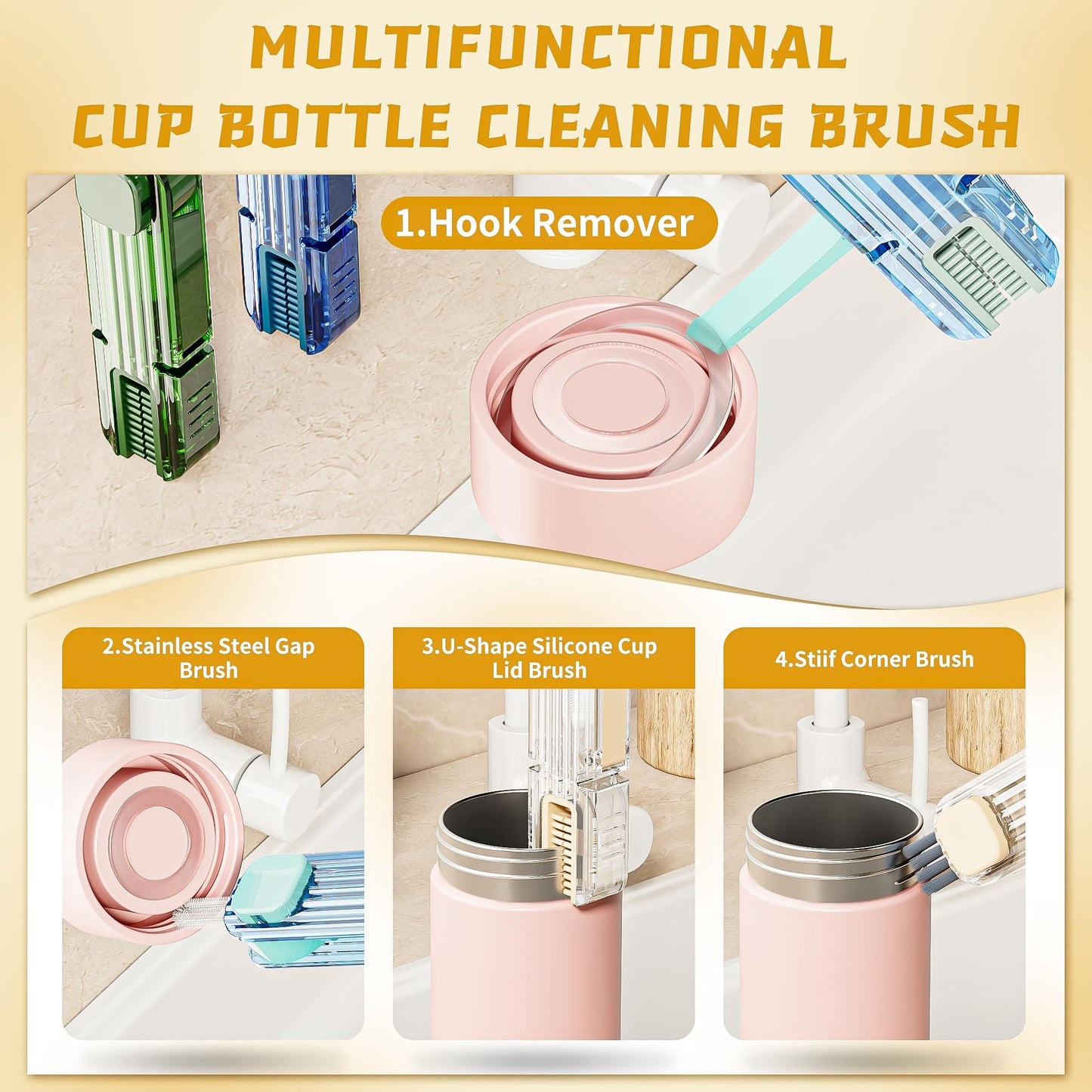 Four-In-One Cup Bottle Brush