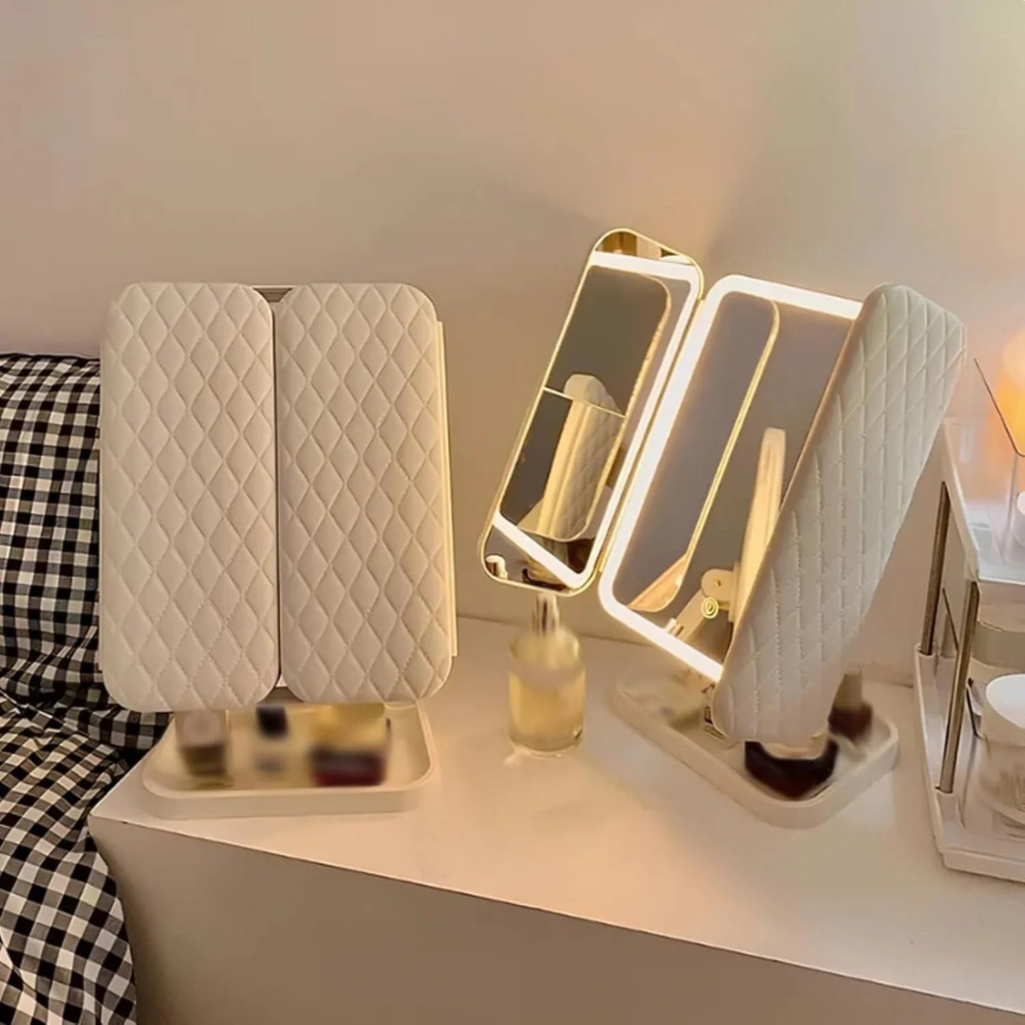 Multifold LED Makeup Mirror