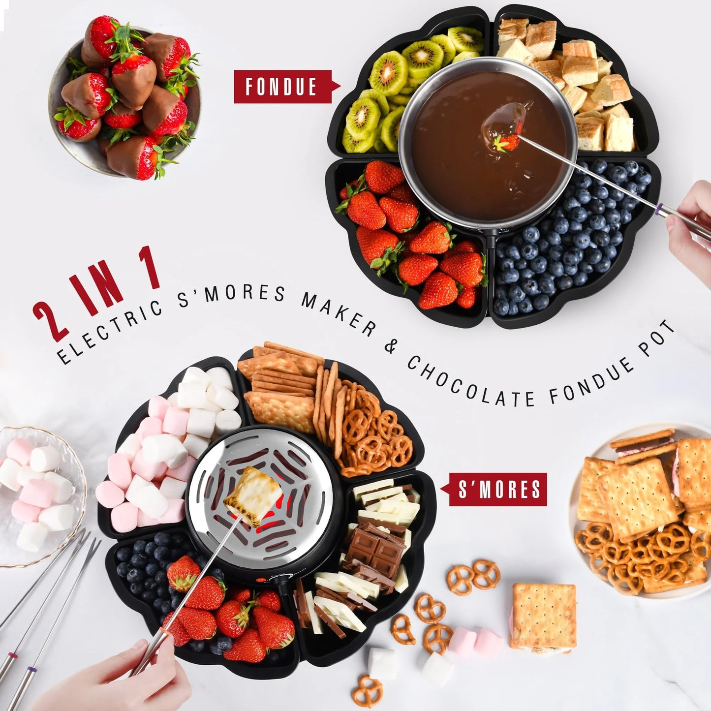 2 In 1 Electric Smores Maker & Fondue Maker
