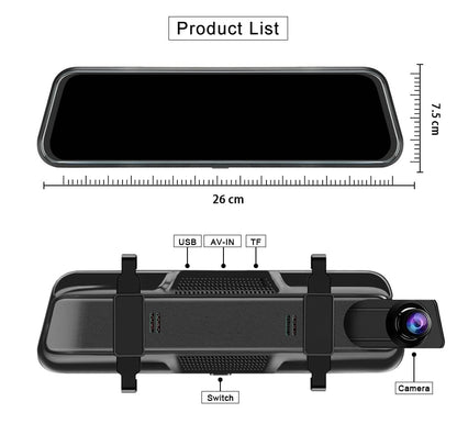 1080P HD Dash Camera Mirror For Car