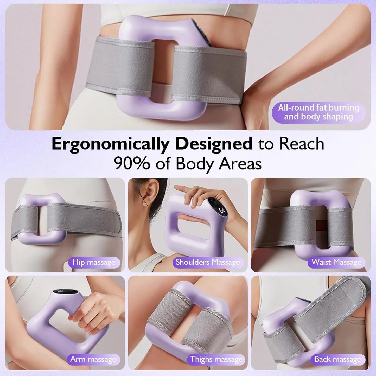 Vibrating Fascia Ring Massage Gun with 6-Speed Settings & Strap