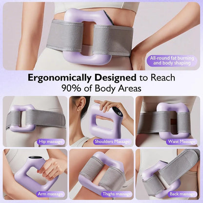 Vibrating Fascia Ring Massage Gun with 6-Speed Settings & Strap