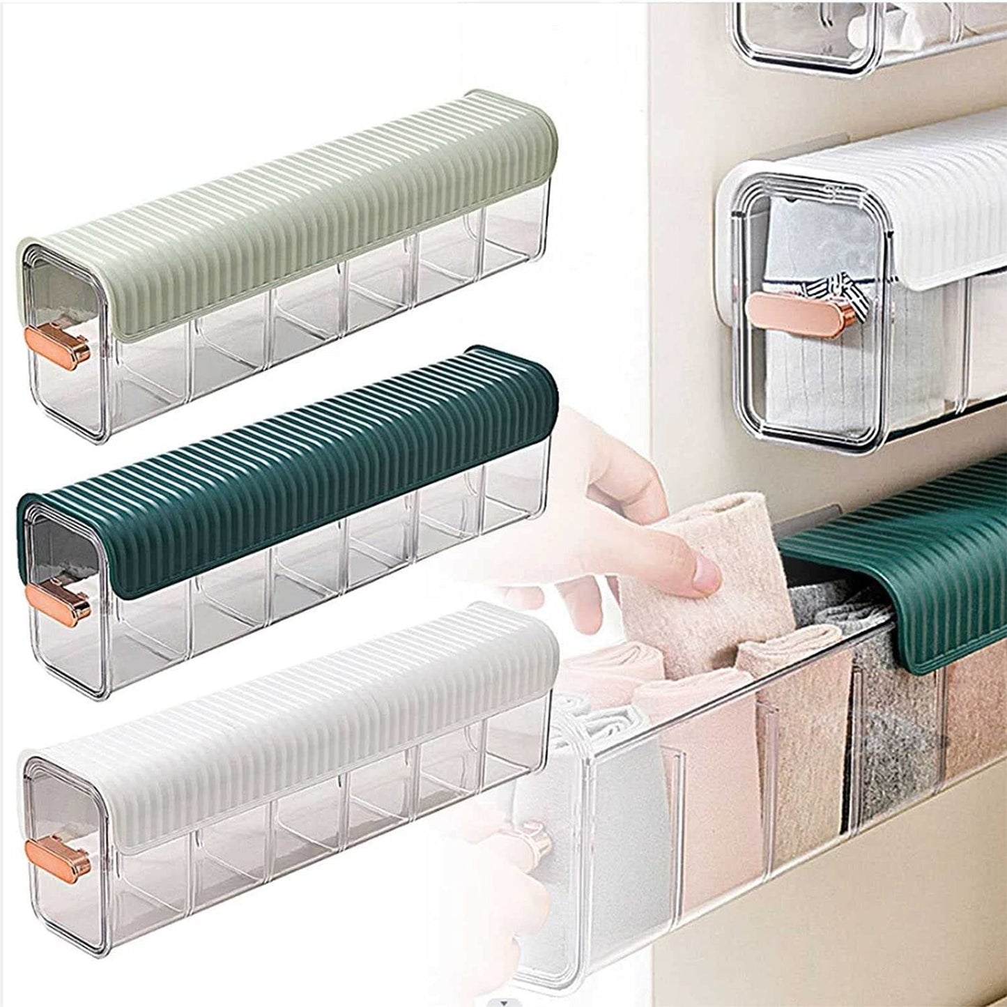 6 Cells Wall Mount Socks Underwear Drawer Organizer