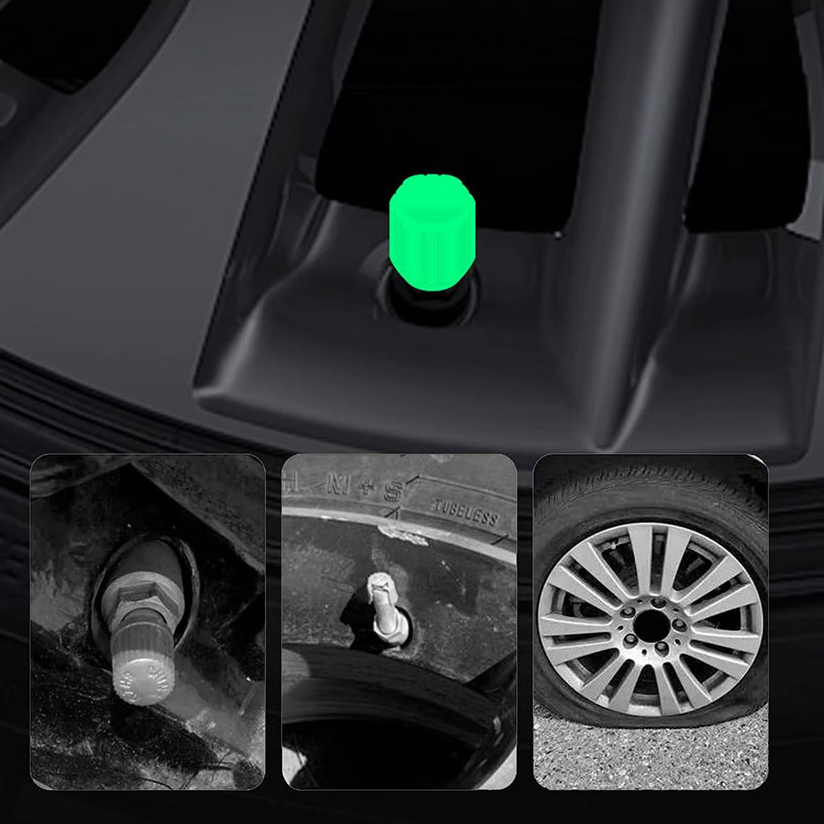 GlowRide™ Luminous Tyre Valve Caps (Set of 4)