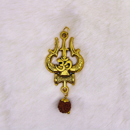 22Kt. Gold Plated OM Shiva Trishool Rudraksha Necklace 54 Beads