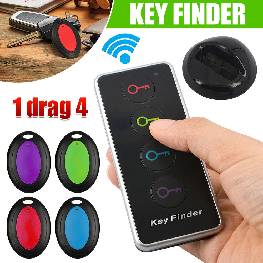 Smart Remote Wireless Key Finder with LED Flashlight, 1 RF Transmitter and 4 Receivers