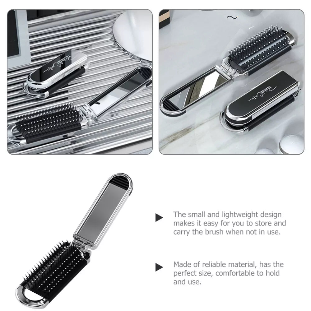 Foldable Hair Brush with Mirror