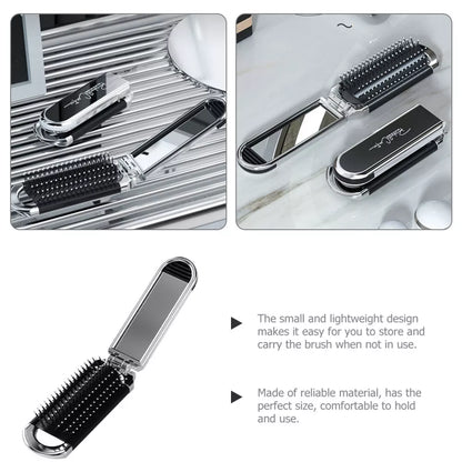 Foldable Hair Brush with Mirror