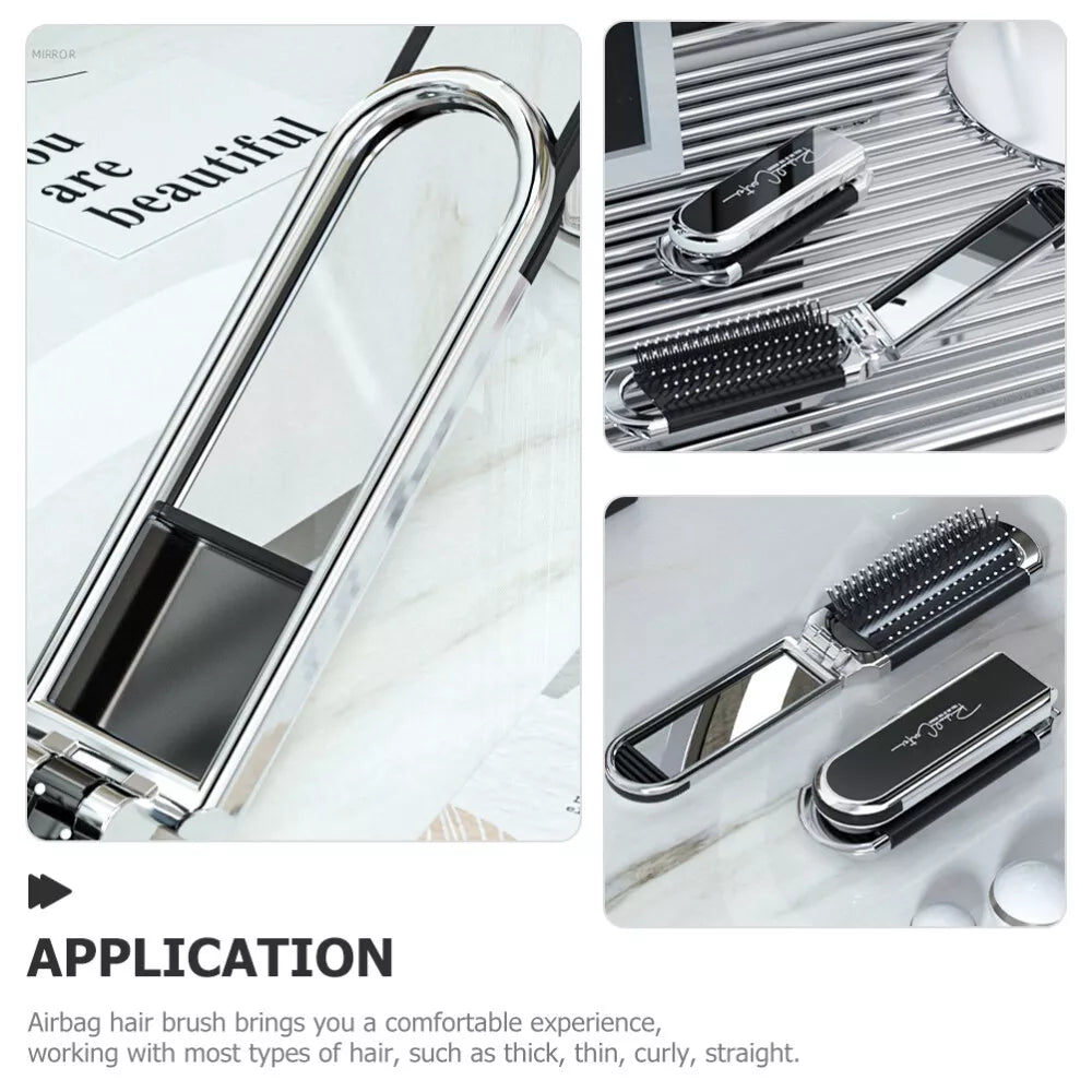 Foldable Hair Brush with Mirror