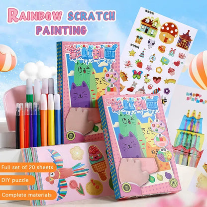 Magic Rainbow Scratch Art & Dot Painting For Kids